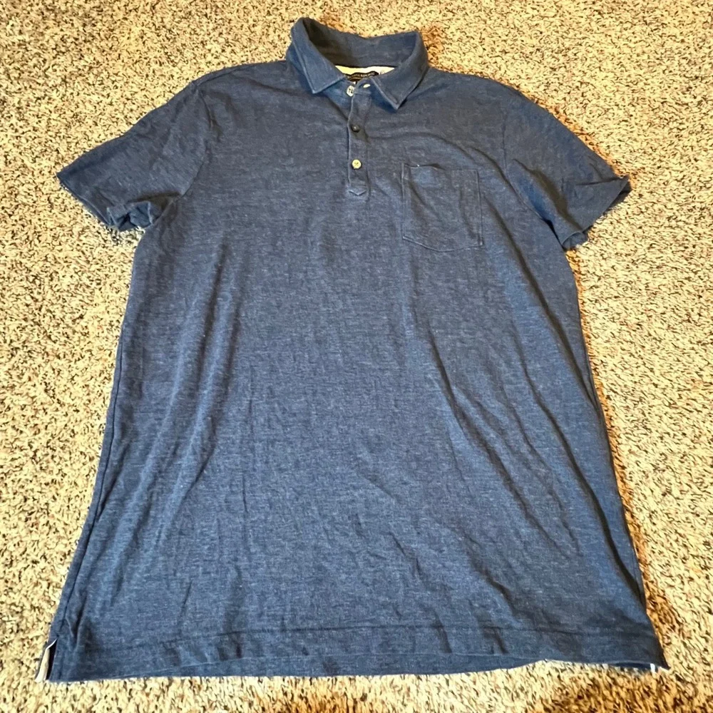 Banana Republic Men Performance Pique Polo Shirt Navy Blue‎ XL Short Sleeve